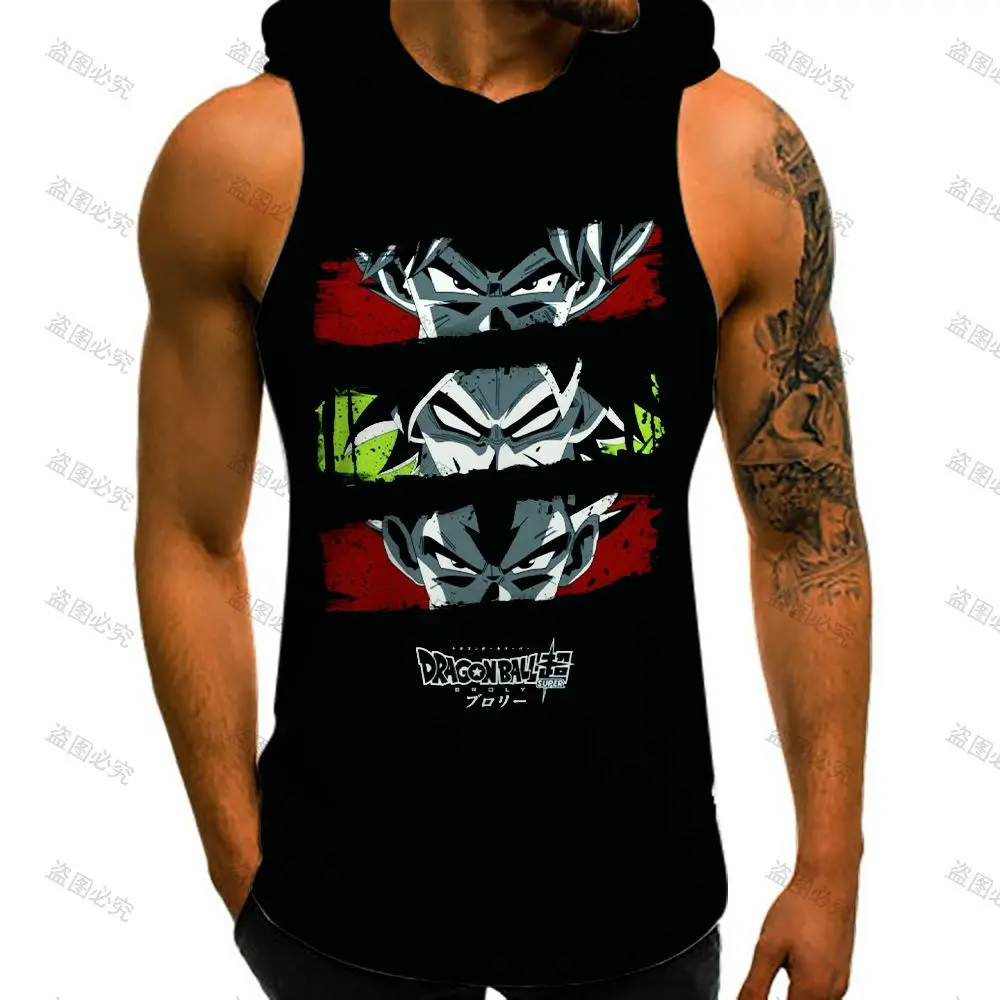 

Vest With Hood Men's T-shirts Oversized Dragon Ball Z Y2k Clothes High Quality Gym Bodybuilding Trend Clothing Harajuku Style