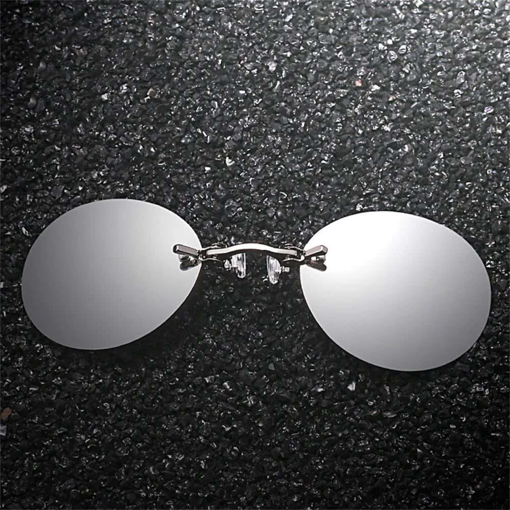 KLASSNUM Clip On Nose Round Glasses Matrix Morpheus Sunglasses Rimless Driving Glasses Vintage Men Eyeglasses Personalized