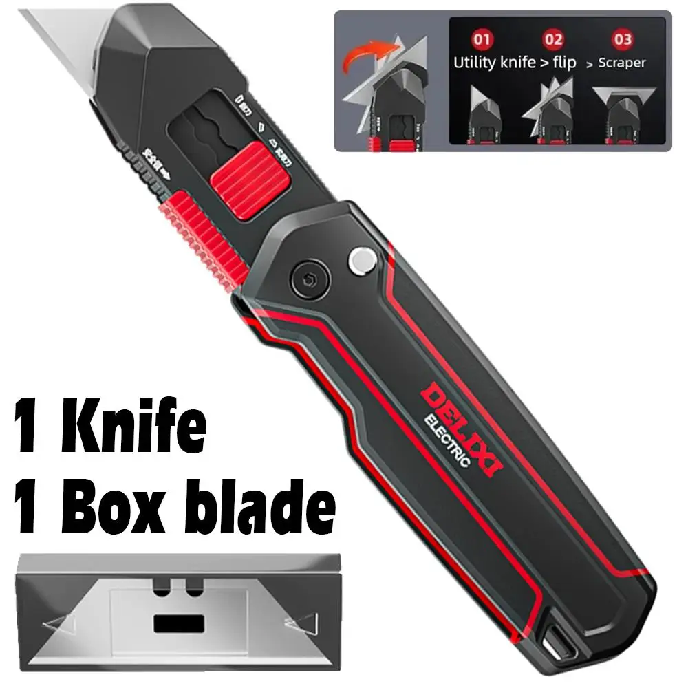 3 Modes Folding Utility Knife with Replaceable High Carbon Steel Blade Stainless Steel Paper Cutter Portable Tool for Office Art