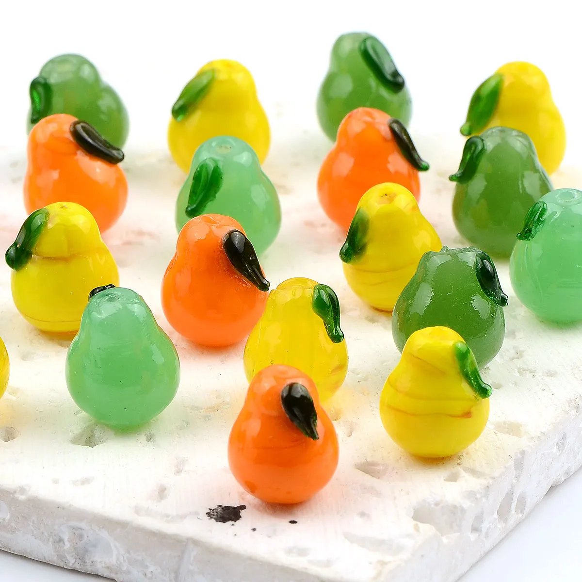 1.2x1.4cm 8pcs Random Color Mix Fragrant Pear Lampwork Beads For Jewelry Making DIY Earring Necklace Bracelet Accessories