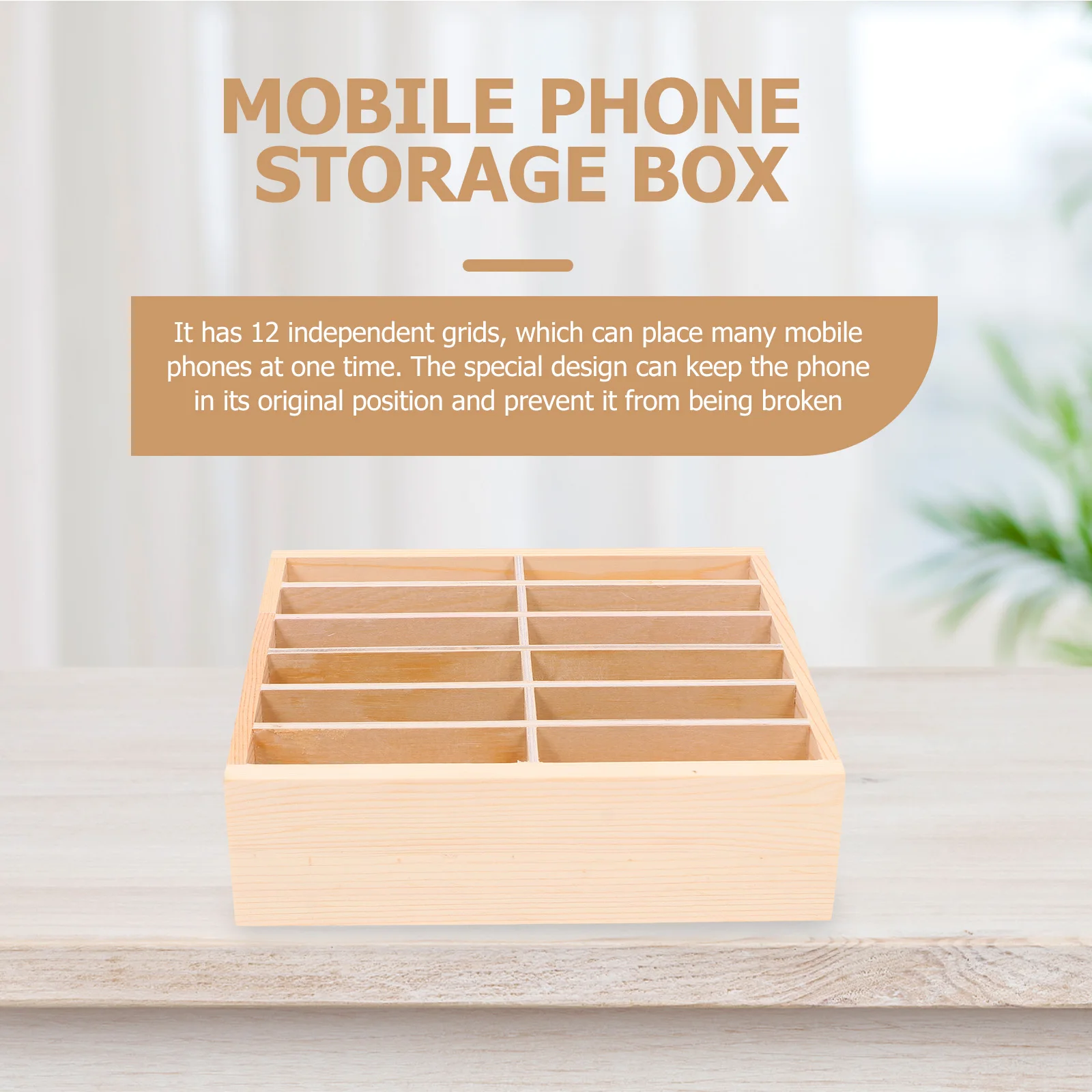 

Wooden Storage Box Desktop Organizer Home Office Cell Rack Multi-Grid Classroom Phone Holder Display Case For Meeting