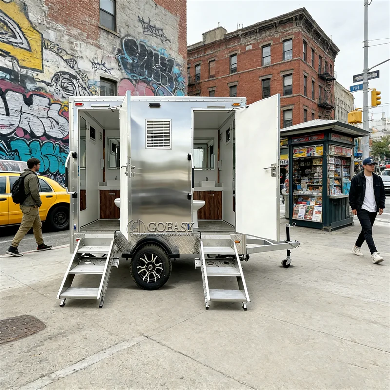 

Sophisticated Mobile Toilet Trailer – Luxury Factory-Made Outdoor Restroom with Customizable Options
