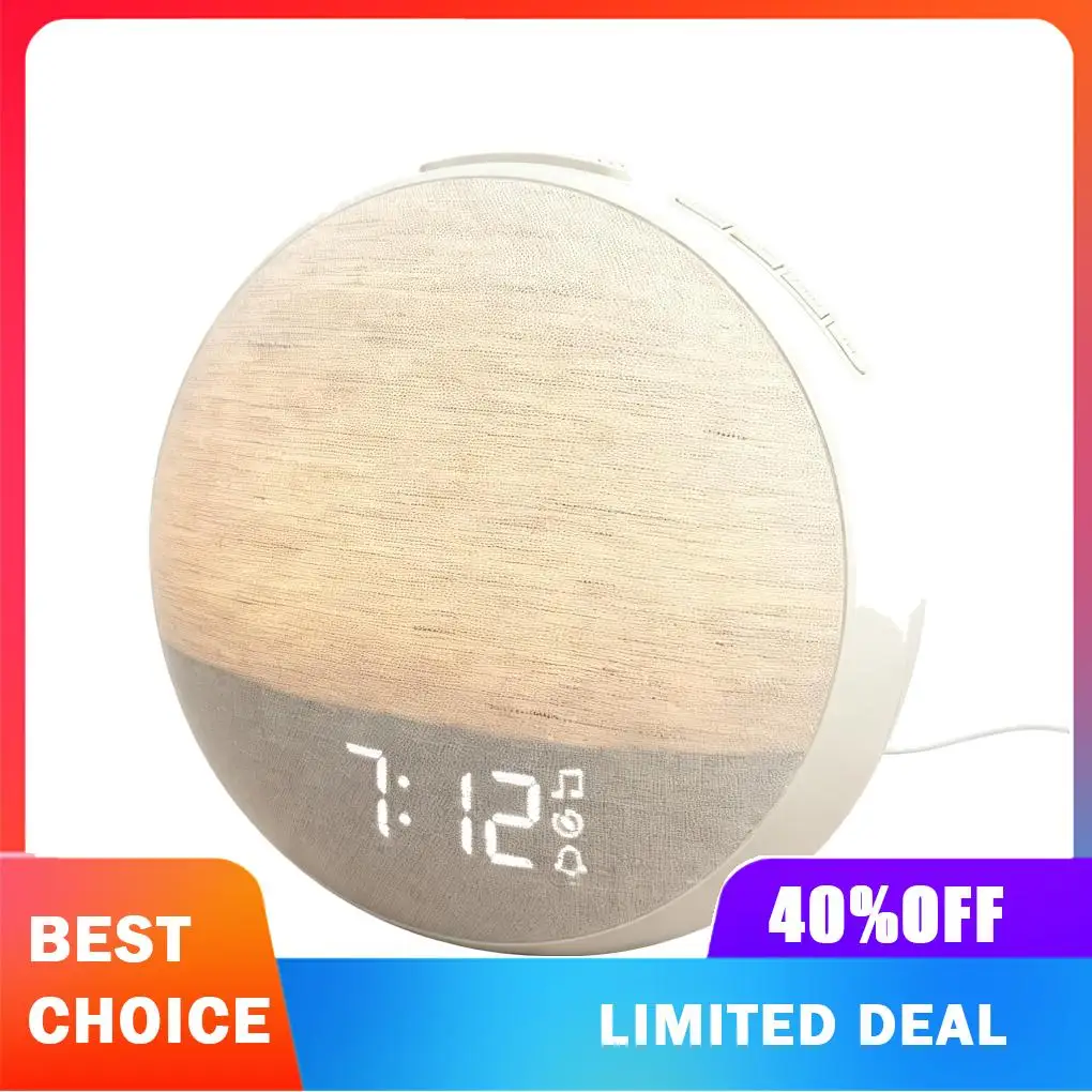 Daylight Simulation Clock Sunrise Alarm Wake Up Light White Noise Built In Sleep Aid Clock Modern