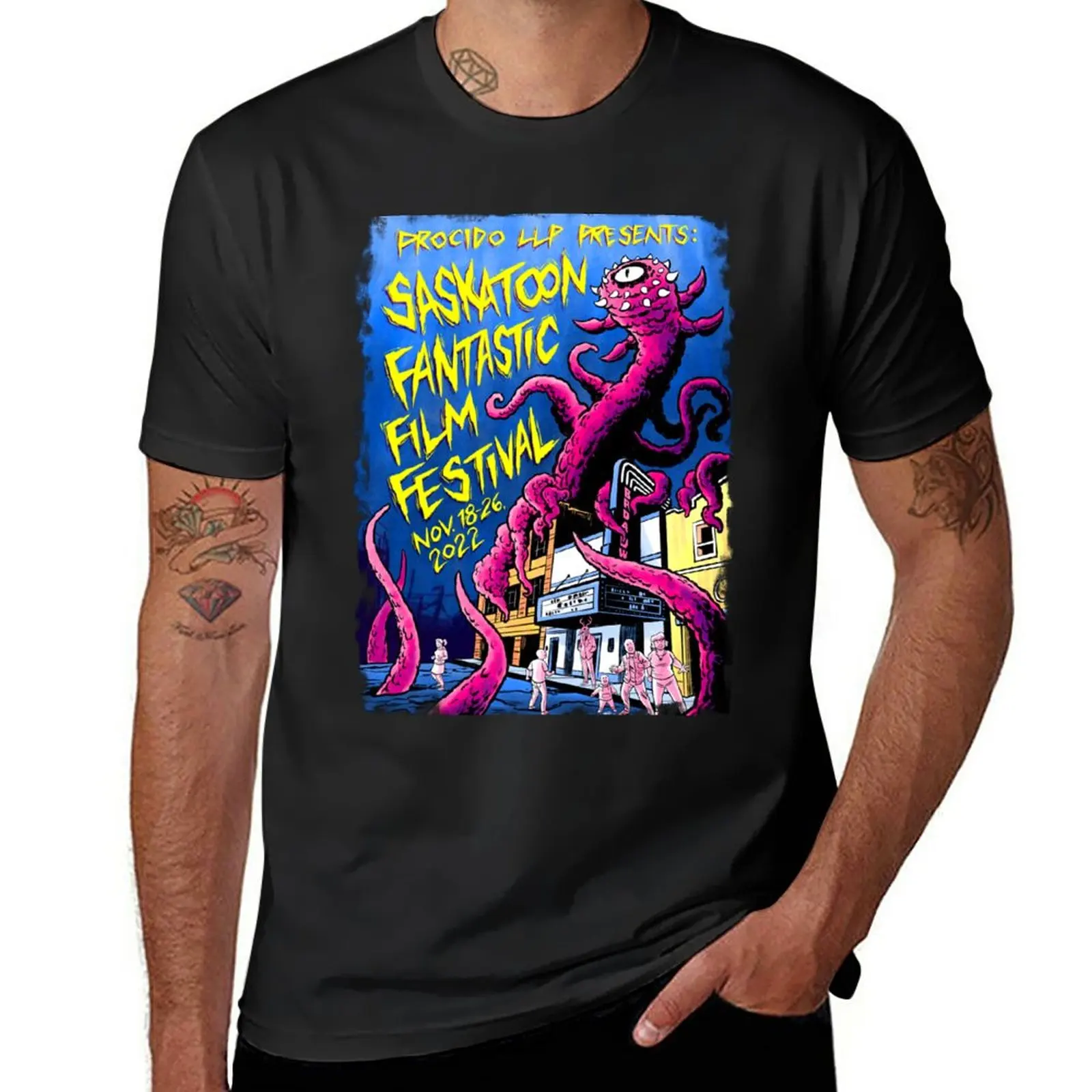 Saskatoon Fantastic Film Festival 2022 T-Shirt plain sports fans t shirts for men cotton