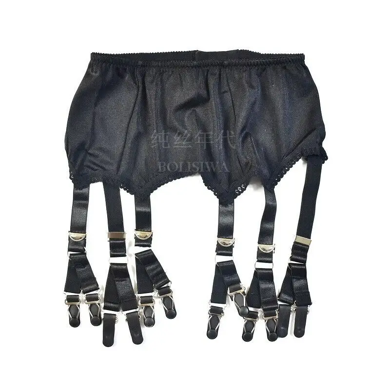 Sexy Mesh vintage hoge taille metalen Jarretellegordel 6 Bandjes 12 clips Jarretel (S ~ XXL)