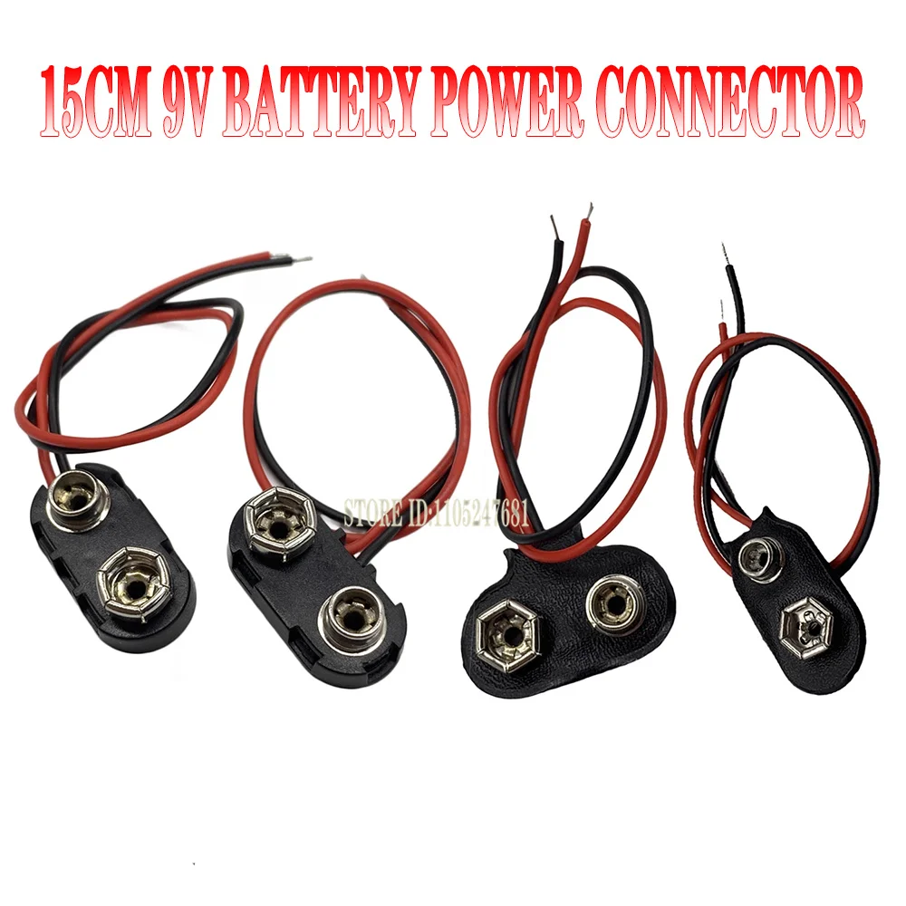 10/20 Pcs 9v Battery Power Connector Snap Clip Adapter T-type I-type 9 V Wire 15cm 24awg Holder Cable Lead Socket Plug
