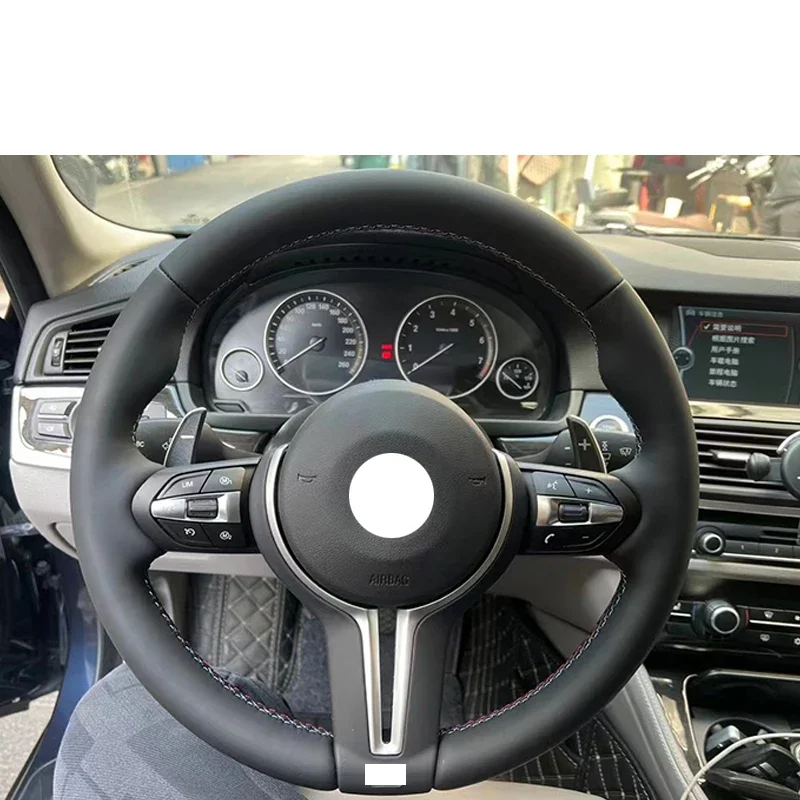 عجلة القيادة الجلدية المخصصة F30 F32 F10 F20 F07 F01 E46 E60 E90 M3 M4 M5 M7 عجلة القيادة ل