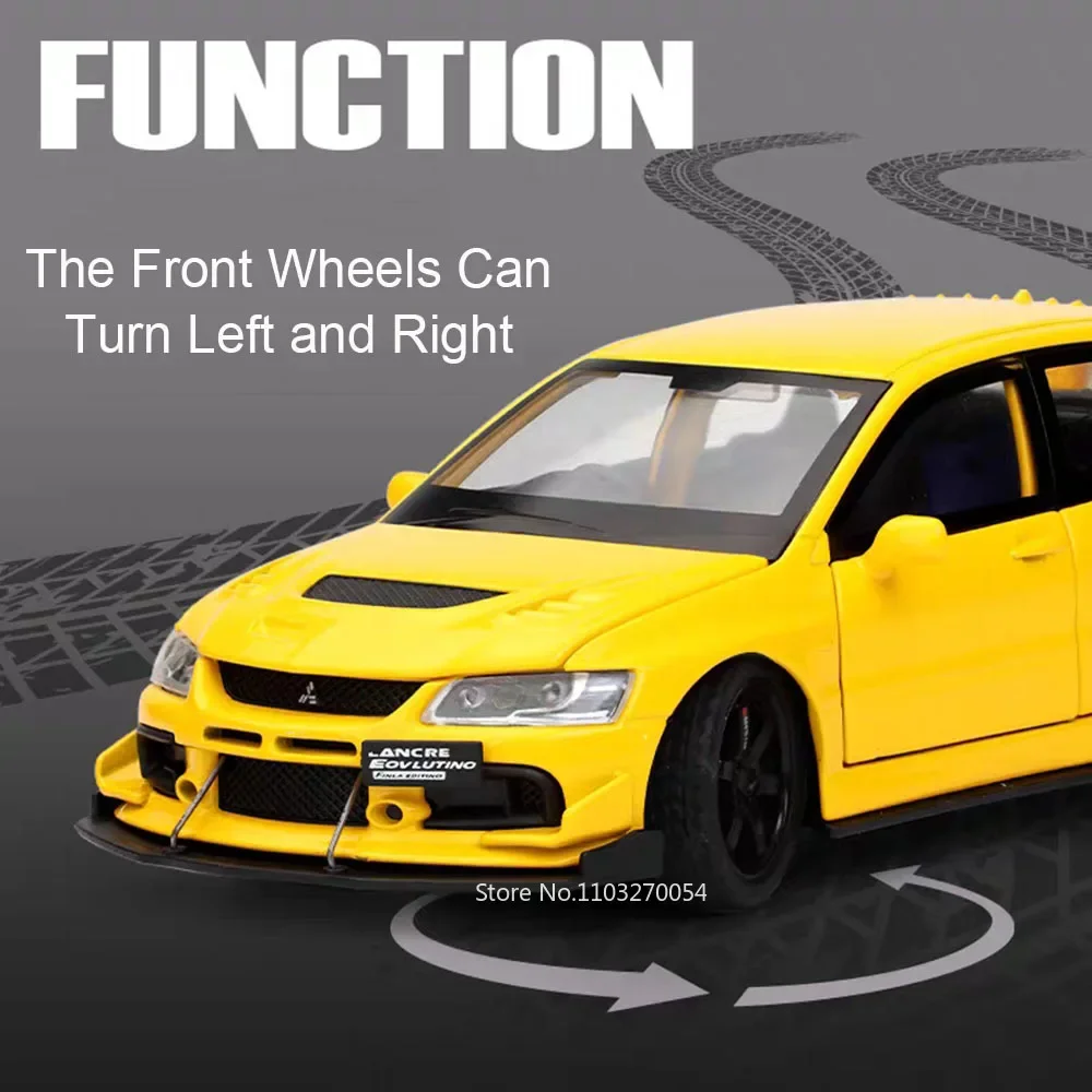 1:32 미쓰비시 랜서 에볼루션 IX 장난감 자동차 미니어처 모델, 다이캐스트 합금 스포츠카, 사운드 라이트 풀백 차량, 소년 선물