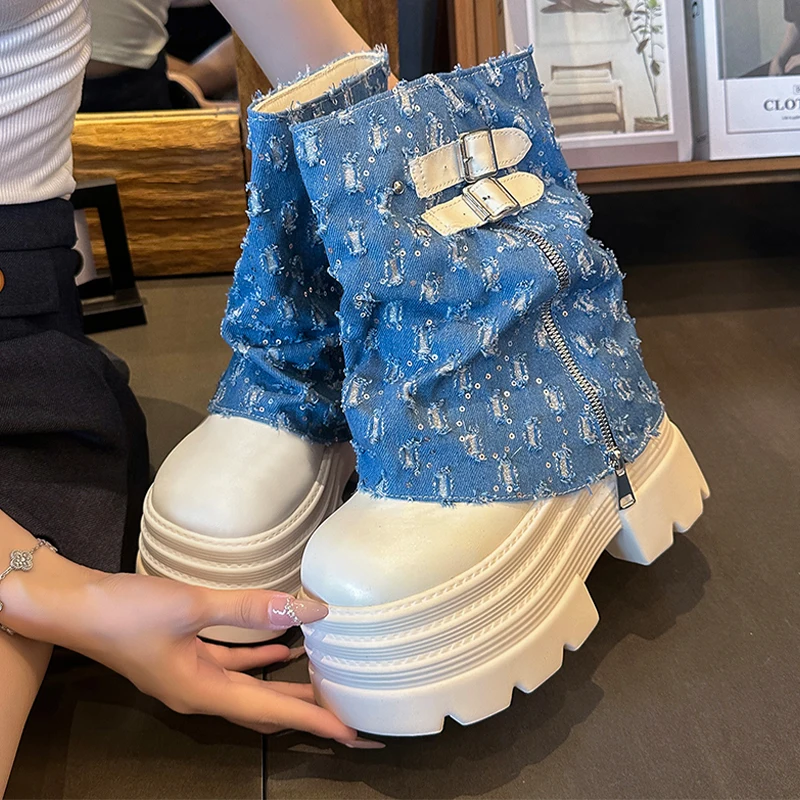 

High Heels Women's Ankle Boots Platform Fashion Shoes Dress Designer Winter Cowboy Botas 2025 New Pumps Mujer De Chelsea Boots