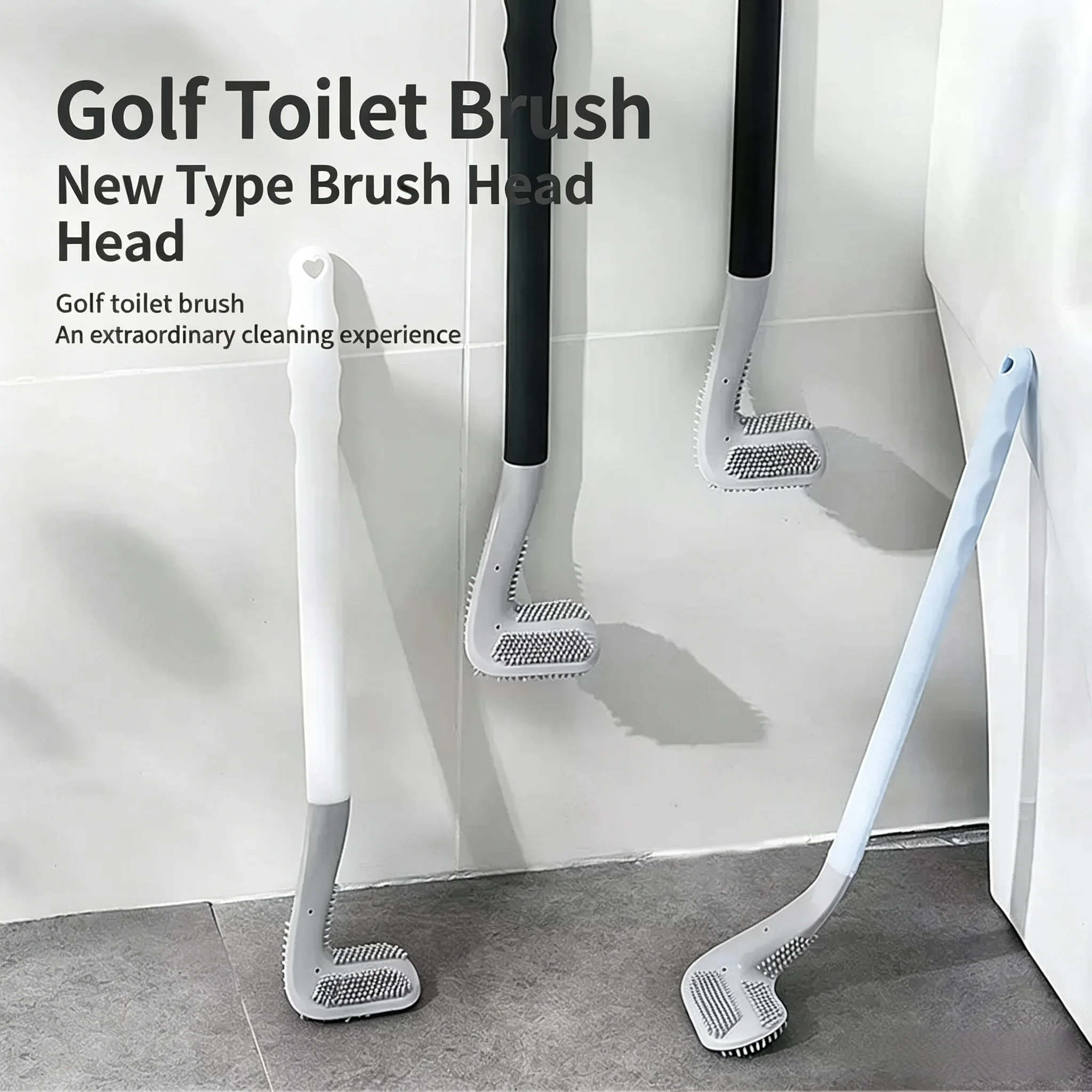 シリコーントイレブラシロングハンドル壁掛け浴室掃除ブラシ行き - Home Bathroom Cleaning のレビューと価格