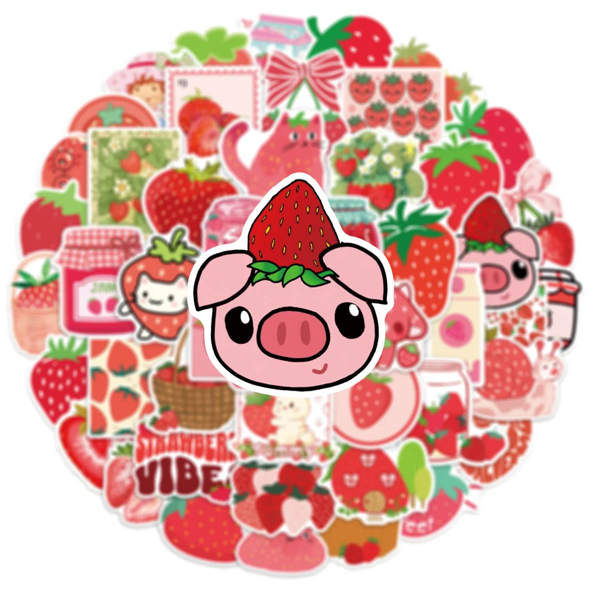 

10/30/50PCS Cartoon Strawberry Fruit Graffiti Stickers Personalized Decorative Doodle Waterproof Decal Kids Toy Gifts for Guitar