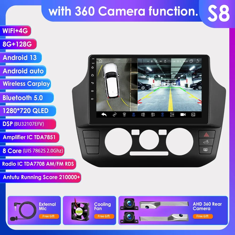 4G Carplay Android 13 Autoradio Voor Volkswagen Up! 2017-2023-Up Handleiding A/C Auto Multimedia Gps 2din Autoradio 360Camera 7862 Dsp