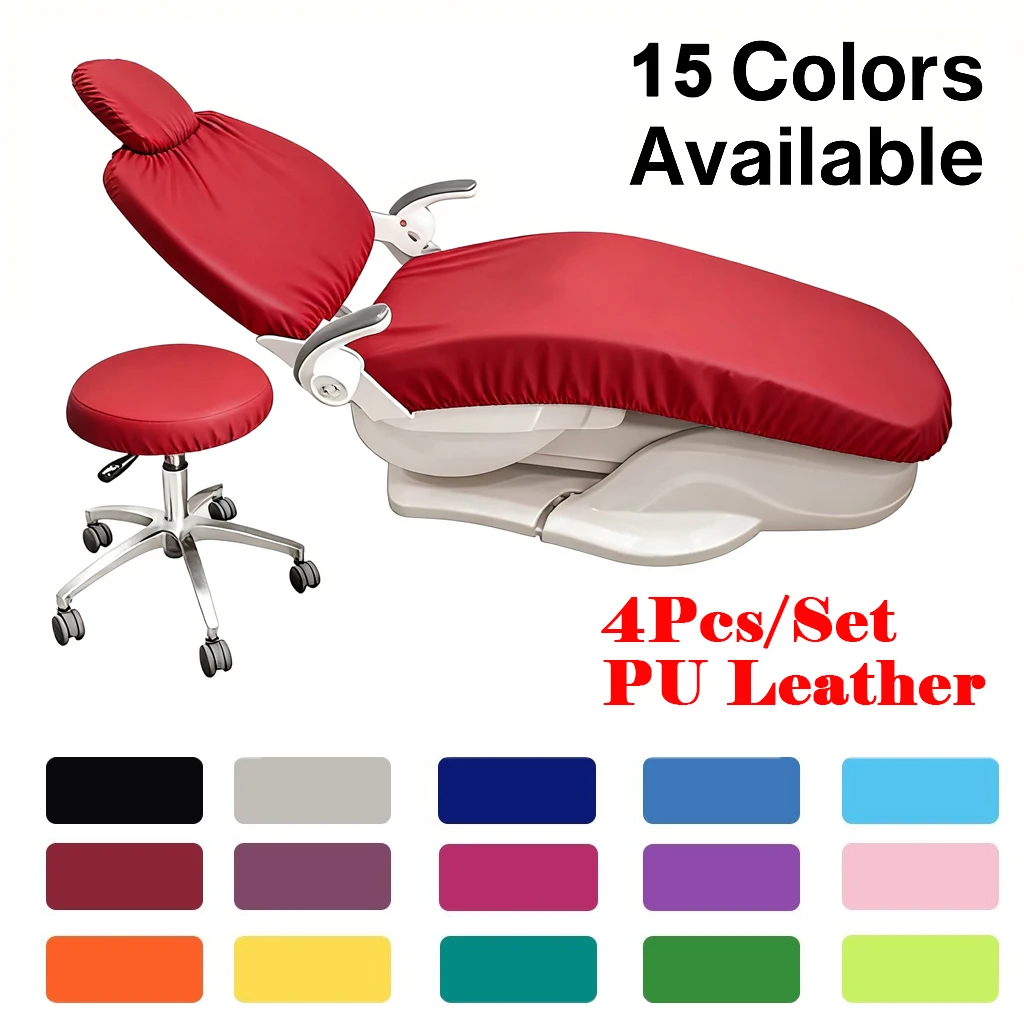 

4 шт./компл., чехол для стоматологического кресла, эластичный водонепроницаемый защитный чехол из искусственной кожи, чехол для сиденья, стула, стоматологическое лабораторное стоматологическое оборудование