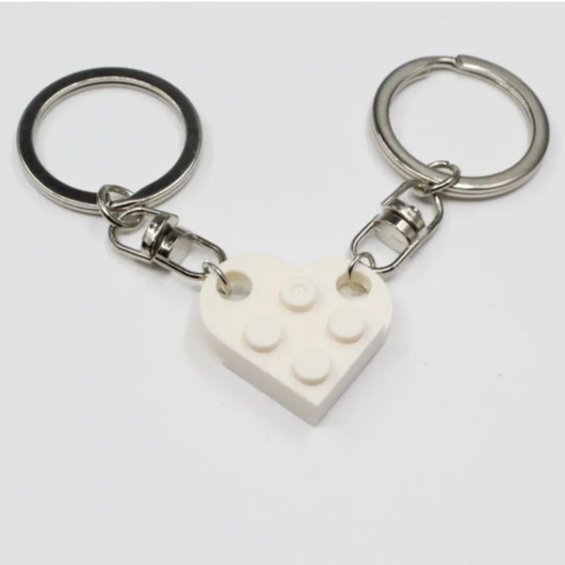 Brick Matching Heart Keychain For Couples - Personalized Initials Valentine Gift For Boyfriend Girlfriend Husband Wife