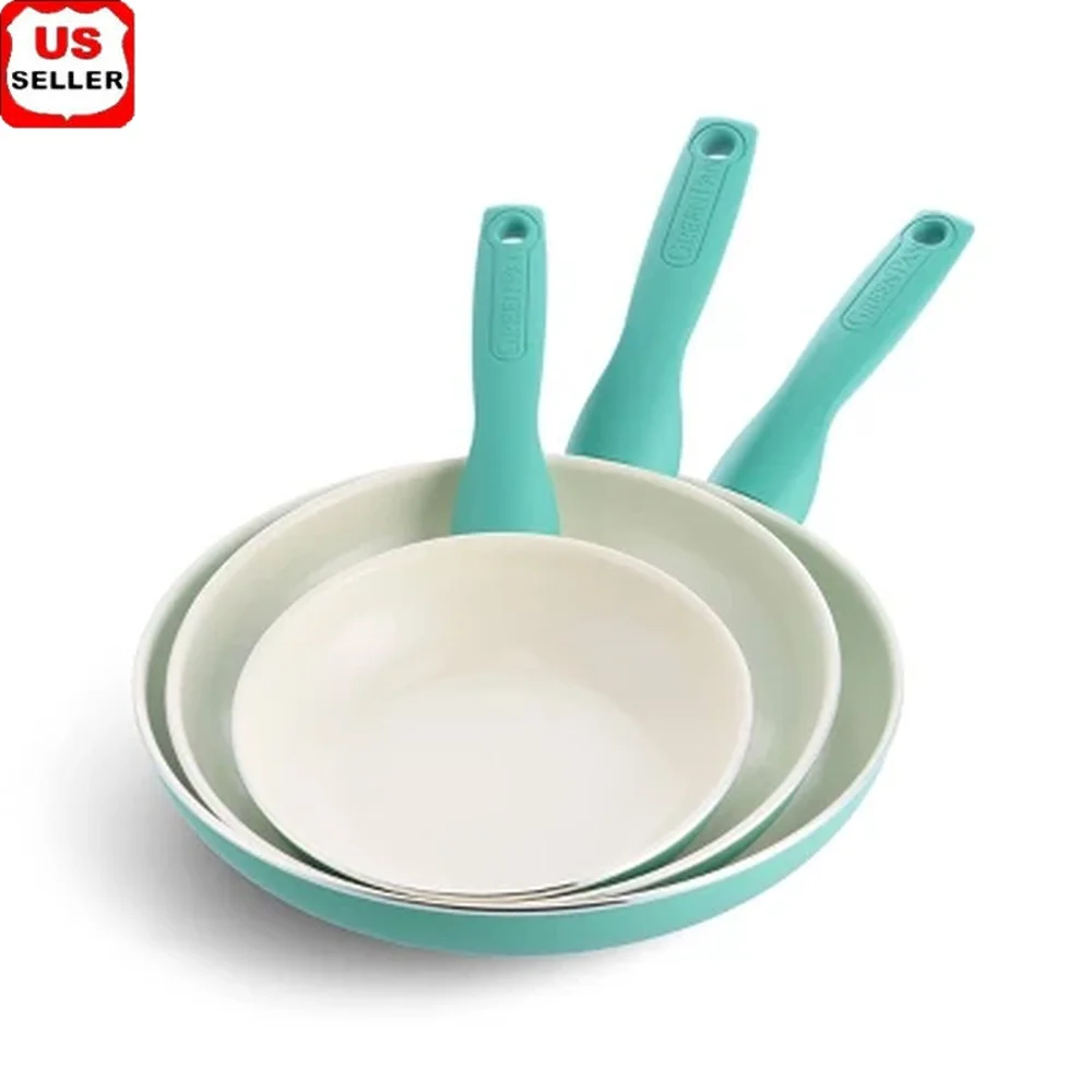 

Ceramic Nonstick Frypan Set 3pk 7 Inch 9.5 Inch 11 Inch Heavy Duty Dishwasher Safe Comfortable Grip Oven Safe Cookware