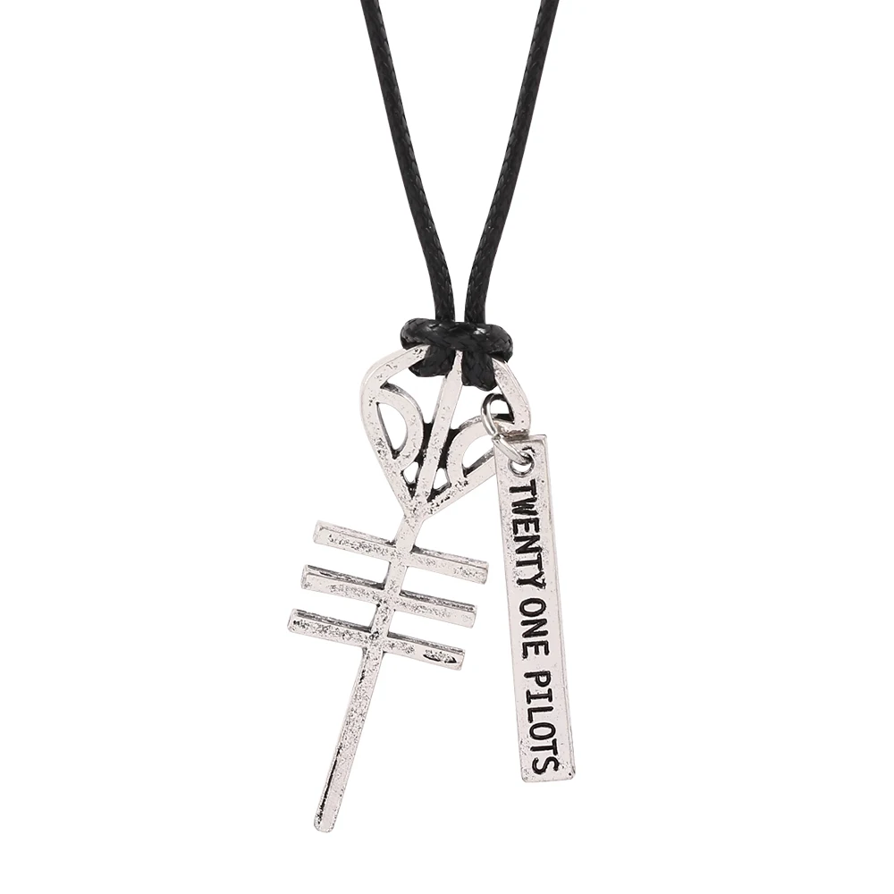 Twenty One Rock Band Necklaces Pendants Cord BFF Best Friends Skeleton Necklace Punk Men Women Music Hip Hop Jewelry