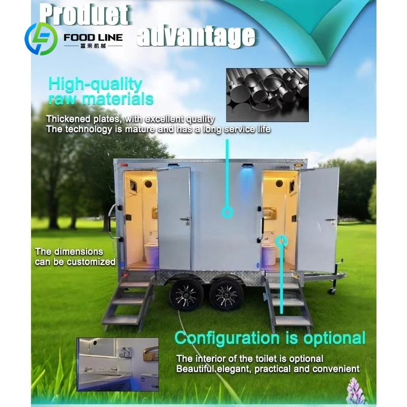 Customized Luxury Portable Bathroom Restroom Trailer Toilet Outdoor Toilets And Shower Room Camping Mobile