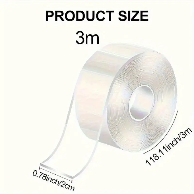 3 Rolls Nano Double Sided Tape High Viscosity Super Glue Washable Household Socket Fixing Magic Glue Non Marking