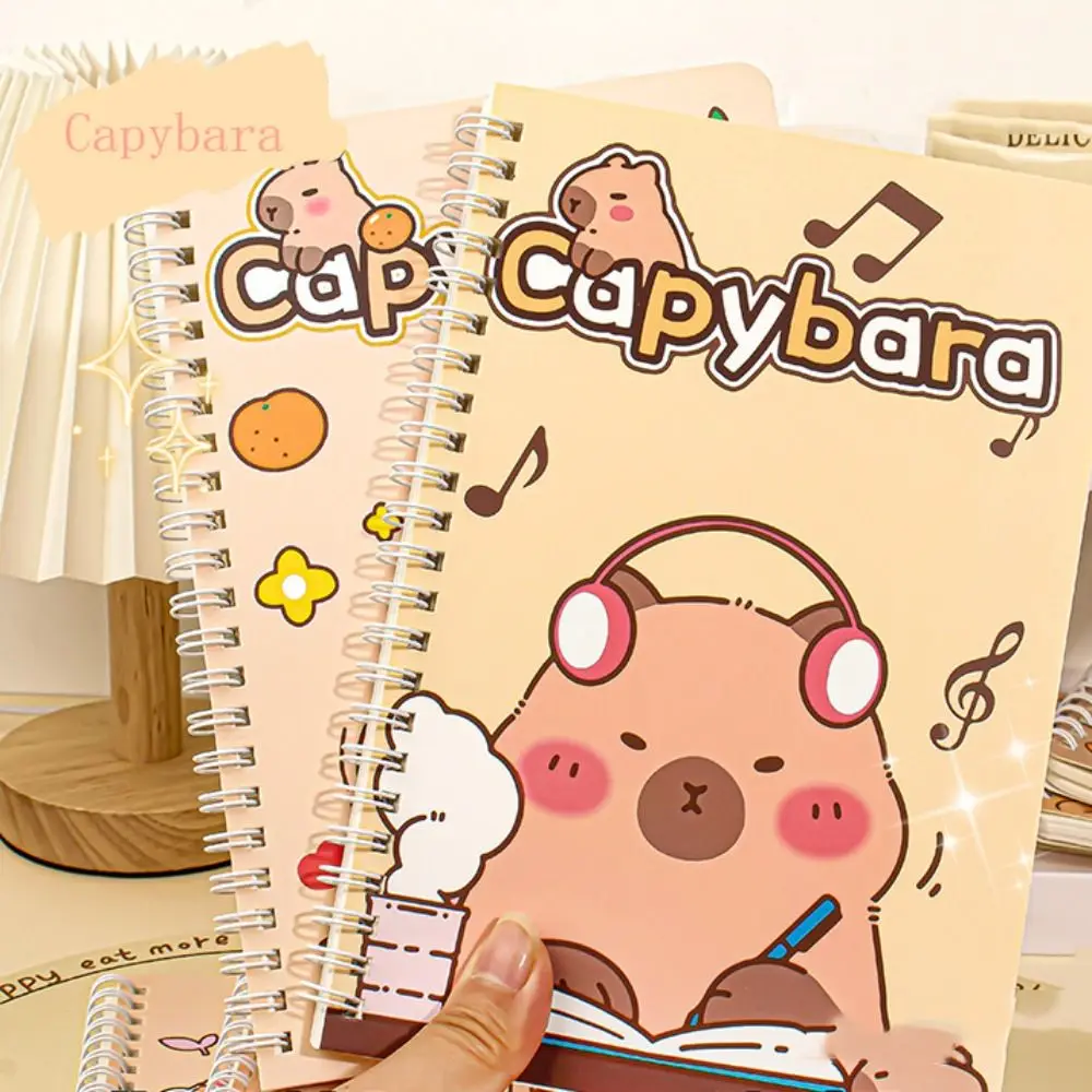 Capybara-Mini cuaderno portátil de dibujos animados, Bloc de notas pequeño Kawaii, diario de estudiantes, notas diarias, bobina A5