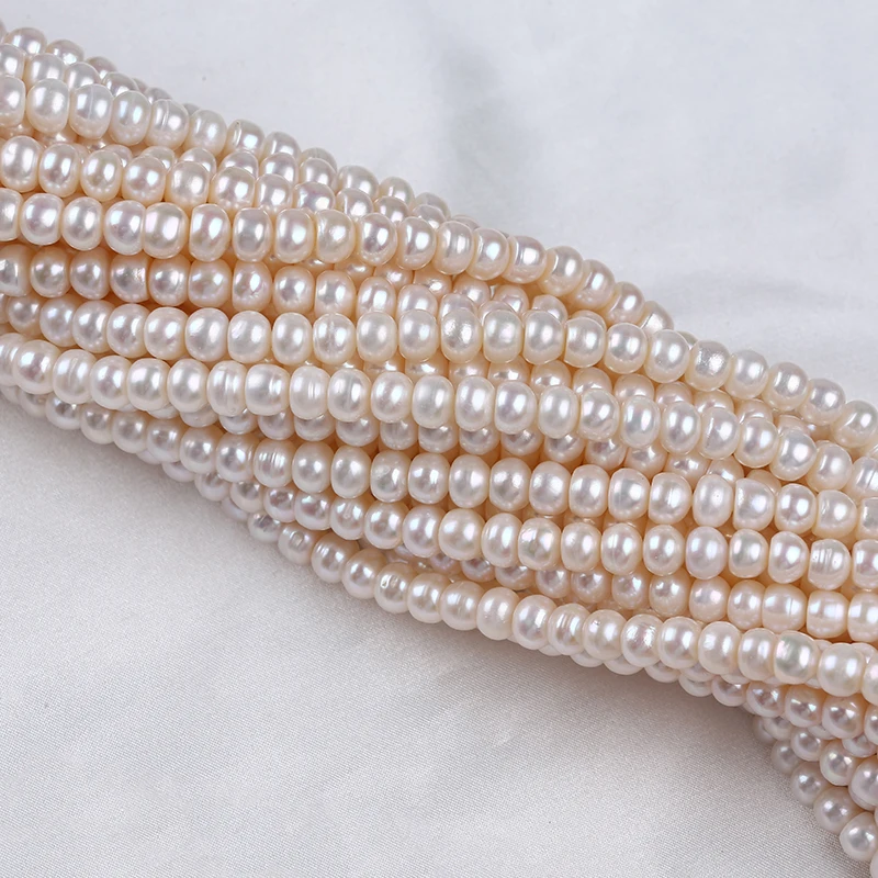 

7-8mm AA Four-sided light Abacus beads White Natural Loose Real Freshwater Button Pearl Beads Strand