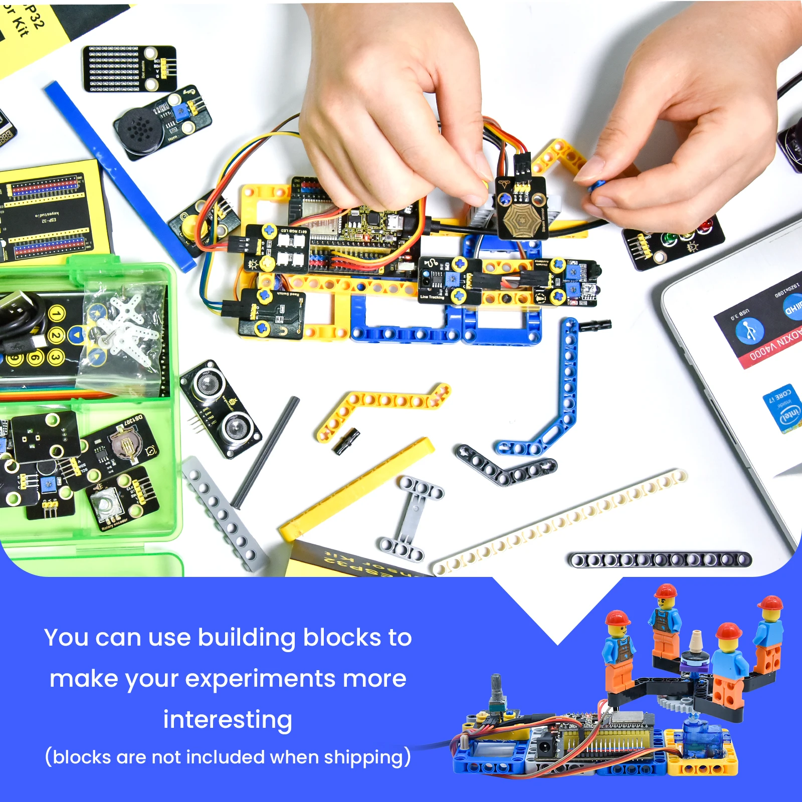 Keyestudio 24 in 1 ESP32 Sensor Kit For Arduino ESP32 Programming Sensor Kit DIY Electronic Kits Compatible Lego Support Python