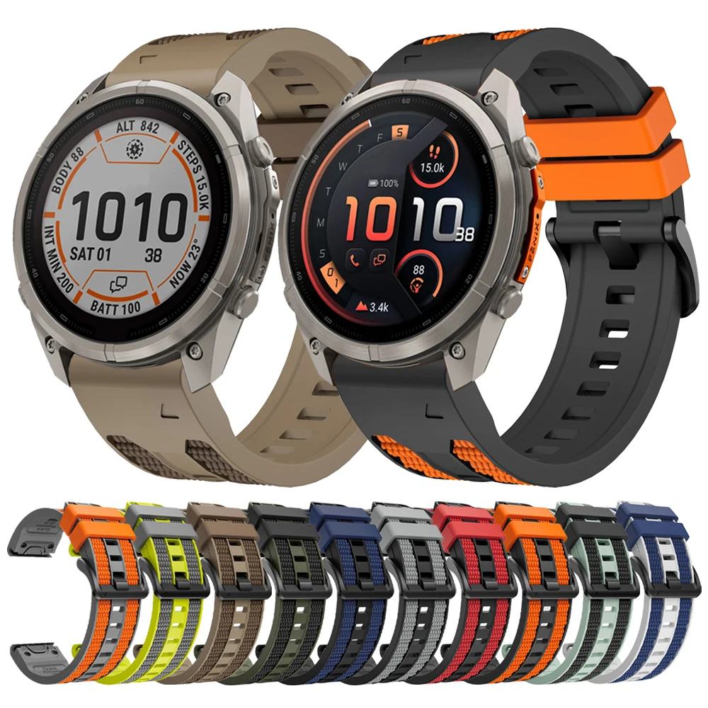 Quick Release 22mm 26mm Sport Silicone Strap For Garmin Fenix 9 47mm 51mm 9Pro-Solar 8 8Pro E 7X 7/Enduro3/Epix/Tactix Watchband