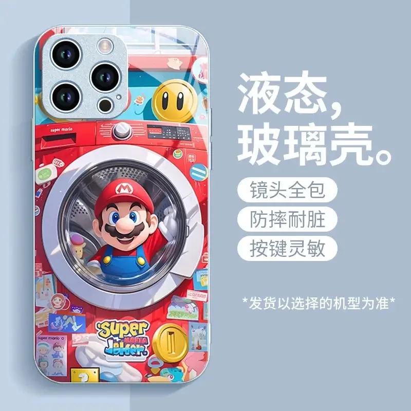 Game B-BrOs Metallic-Color Phone Case For Samsung A 14 21 22 23 24 30 32 33 34 51 52 53 54 71 72 73 5G MArioS Glass Hard Cover