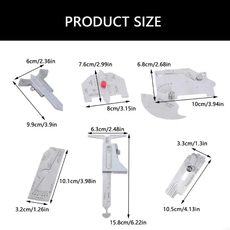 6pcs pengukur pengelasan pengukur pengelasan komprehensif untuk insinyur & inspektur