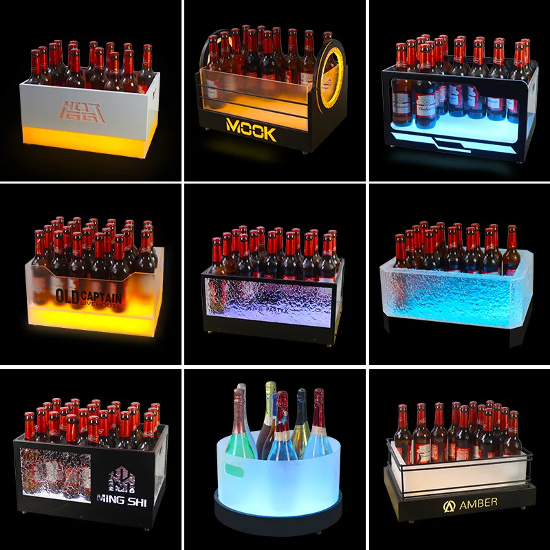 Nueva cubitera luminosa para bar, KTV, cerveza, cócteles, de gran capacidad, 24 cubos de hielo, luces LED de colores
