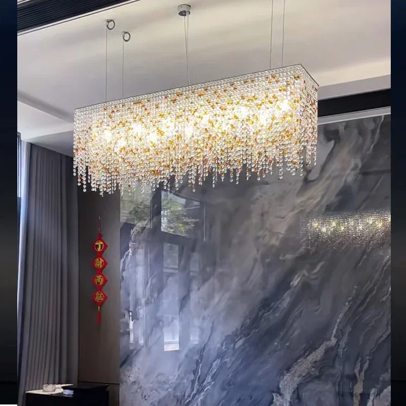 Italian Style Modern Villa Pendant Lights Hotel Lobby Luxury Crystal Pendant Lights Living Room Indoor Lighting Candelabros HBCL