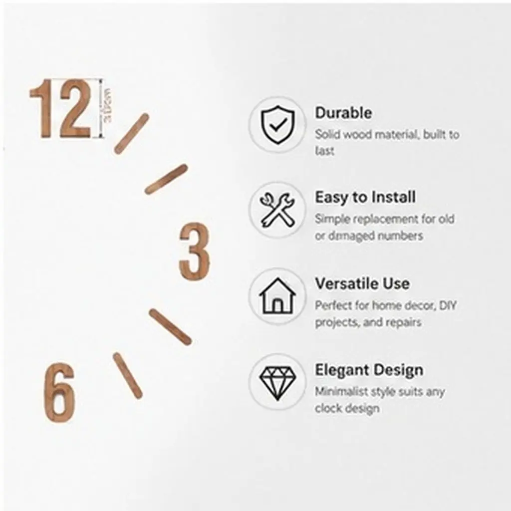 1Set Solid Wall Clock Numerals Kit Replacement Numbers DIY Clock Parts Repair Accessories for Home Decor Hands Replacement Parts