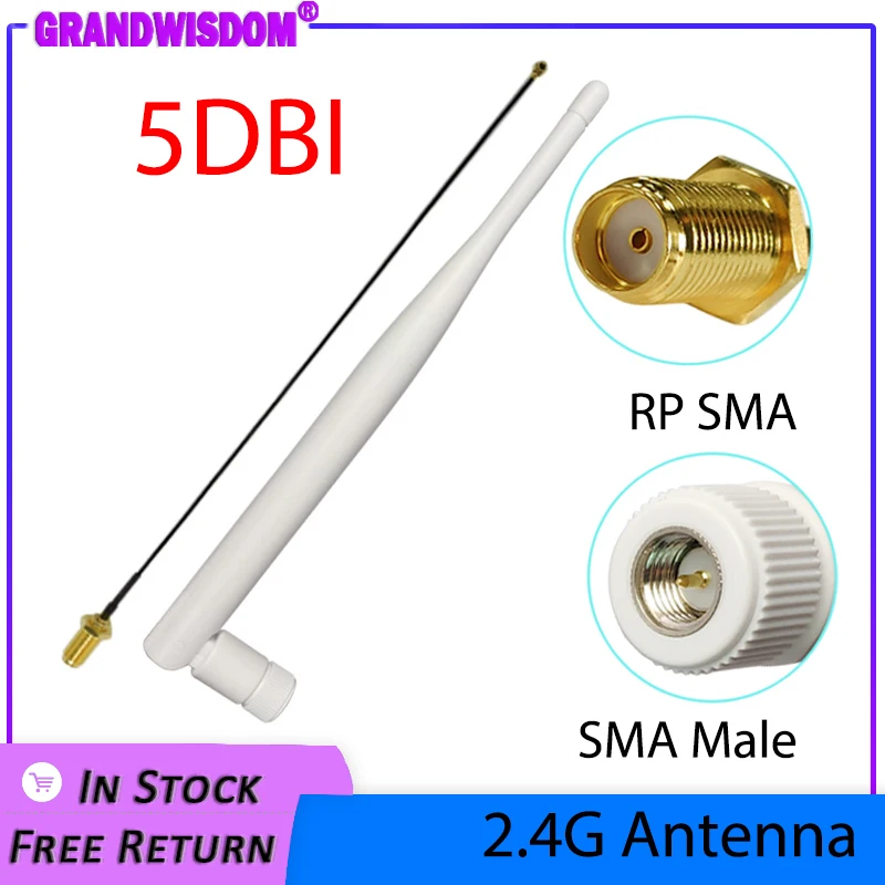 GWS 1 2 5pcs 2.4g antenna 5dbi sma male wlan wifi 2.4ghz antene IPX ipex 1 SMA female pigtail Extension Cable iot antena