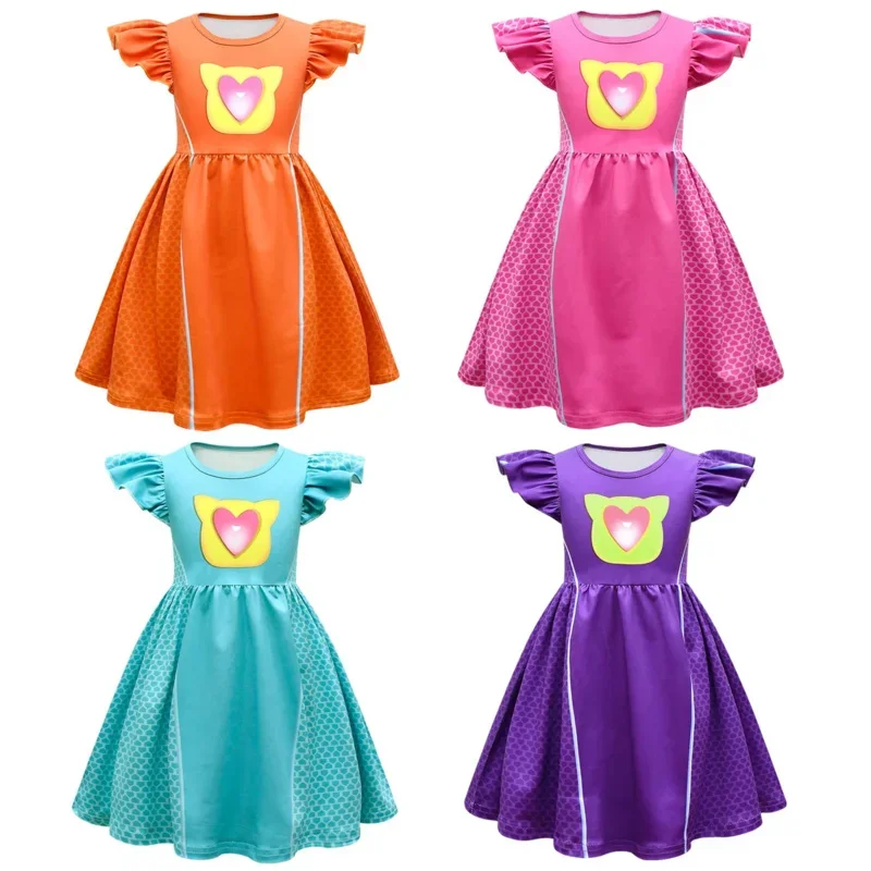 Kids Cosplay Costume Super kitties girls clothes baby girls dress for birthday clothes Halloween role costume