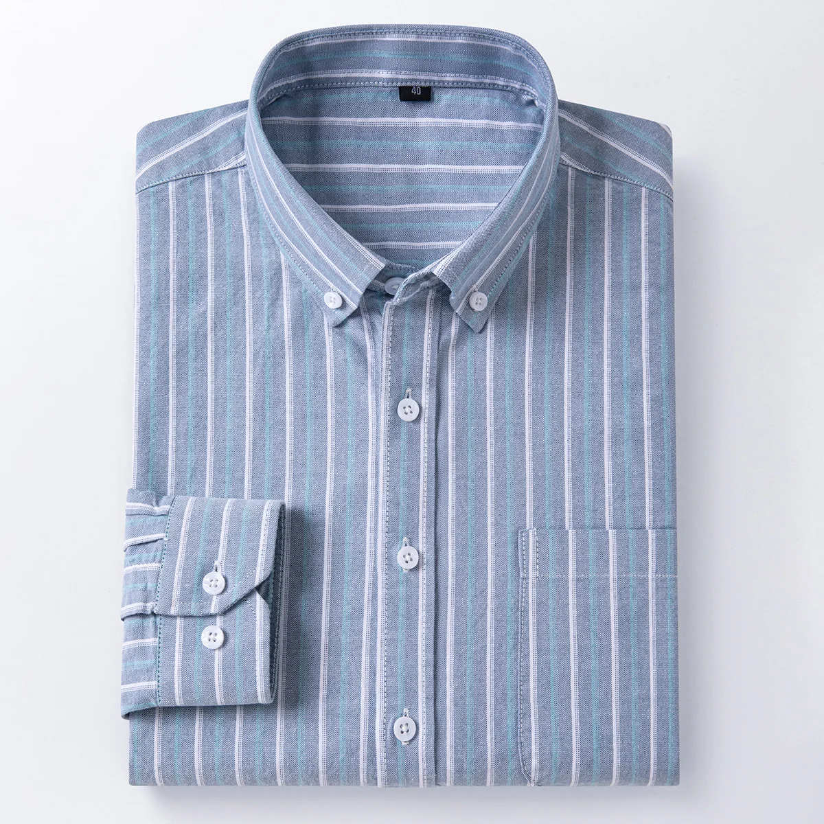 Hochwertige Oxford-Hemden aus 100 % Baumwolle für Herren, Oxford Smart Casual Business, gestreift, geknöpft, formelle Arbeitskleidung für Herren im Büro