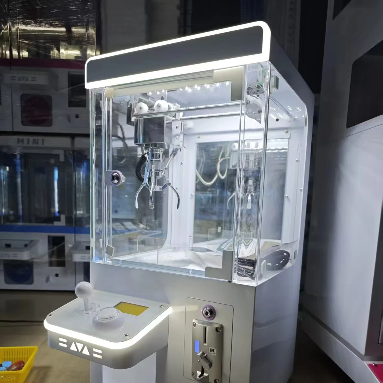 Custom Logo Mini Claw Crane Machine LED Neon Light Coin Operated Toy Grabber Space Saving Arcade Game Factory Wholesale Supply