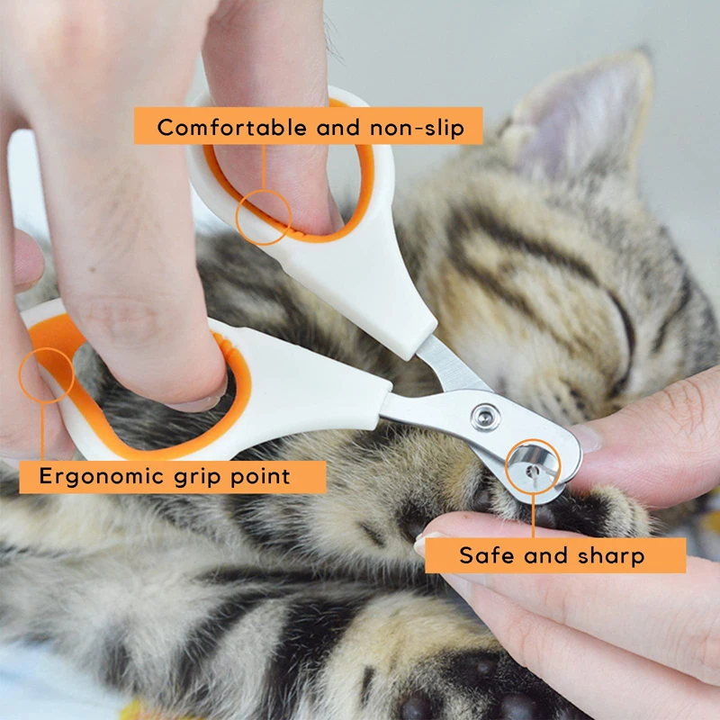 Benepaw Professional Cat Nail Clippers For Puppies Birds Round Cut Holes Safety Guard Small Animals Pet  Grooming Paw Trimmer