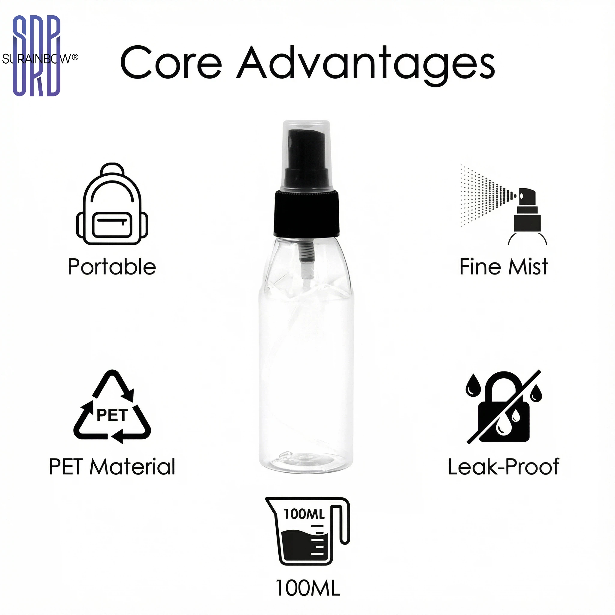 Sprühflaschen, durchsichtiger, leerer, nachfüllbarer Mini-Spritzer aus Kunststoff für Reisen, Reinigung, Hautpflege-Zerstäuber für ätherische Öle, Parfüm