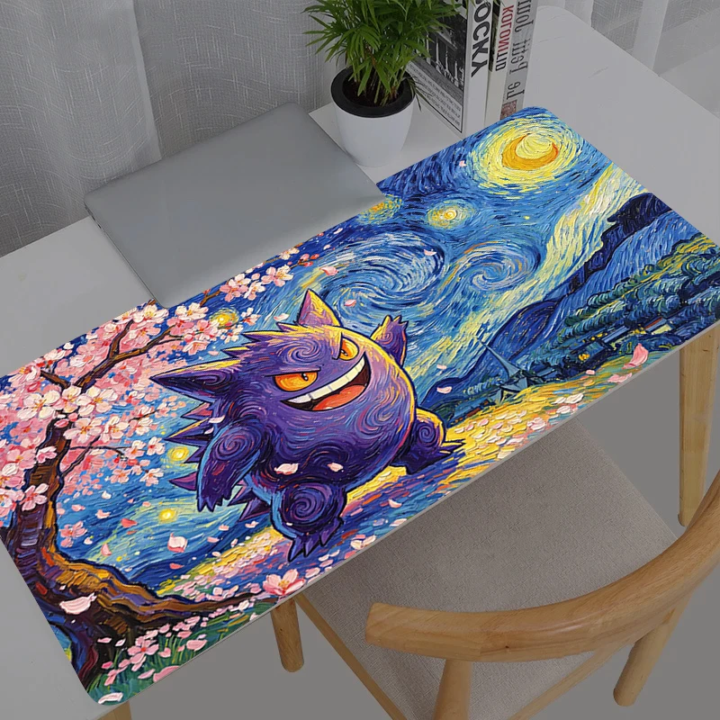 Tapis de souris pour ordinateur, grand tapis de souris pour gamer, tapis de clavier XXL, tapis de bureau pour PC, tapis souris, thème Pokemon Pikachu Gengar