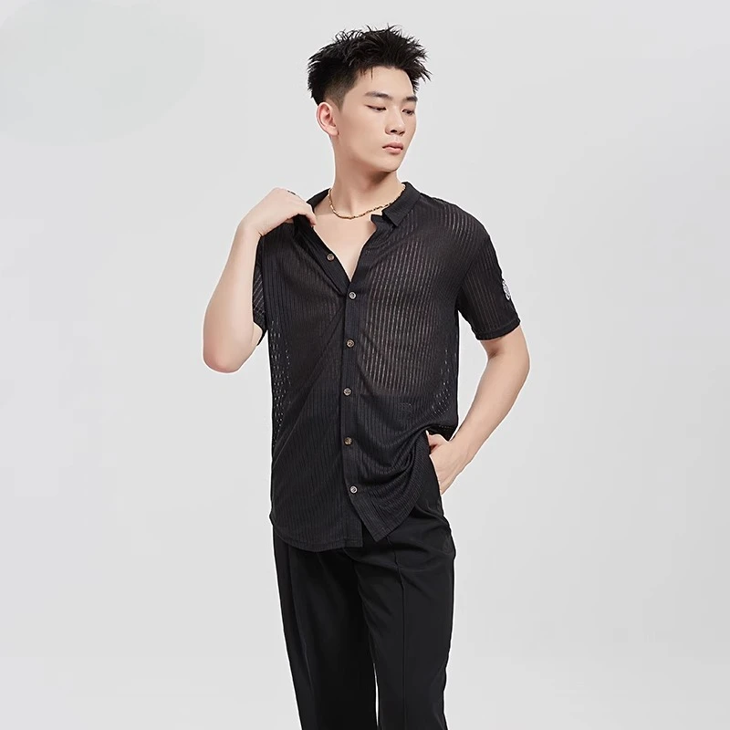 

Мужские костюмы для латинских танцев по индивидуальному заказу, высококачественная профессиональная тренировочная одежда, топы, рубашки, стандартное бальное платье