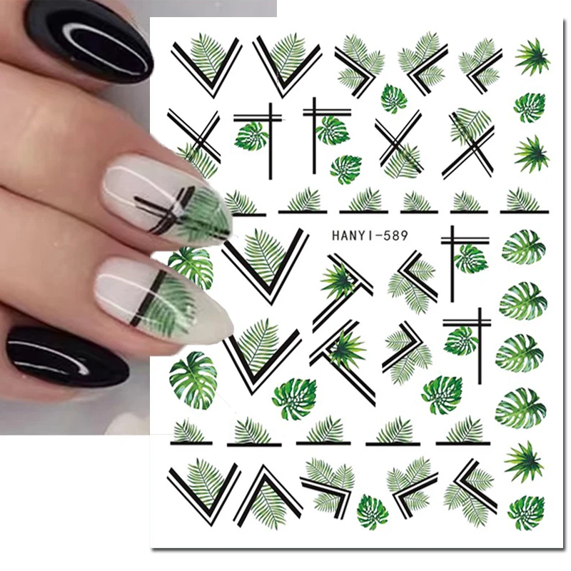 3d Nail Art Stickers Tropical Palms Coconuts Pawpaw Frangipani Flowers Adhesive Sliders Nails Decals Decorations For Manicures