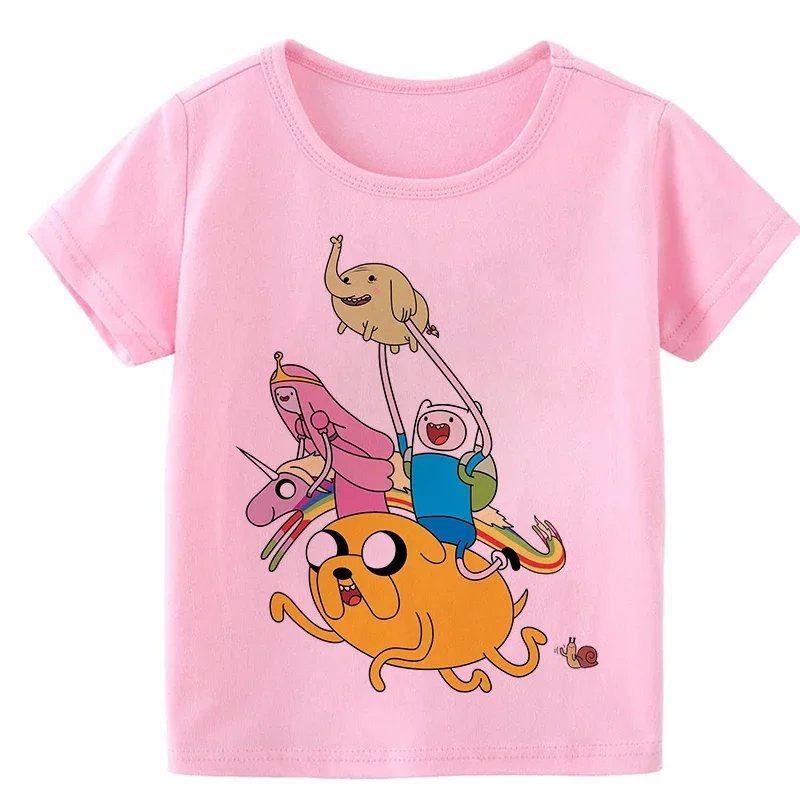 Cartoon Print Kids T-shirt Kids Anime Time Treasure Adventure Summer Funny Tees Boys/Girls Tops Baby Casual Children Clothing