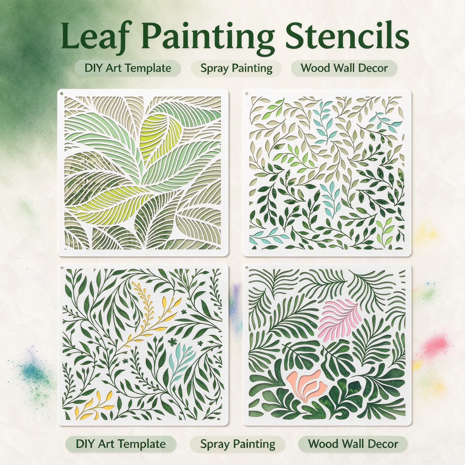 Plant Leaf Texture Painting Stencil DIY Hand Drawn Graffiti Spray Hollow Auxiliary Tool for Wall Art Decor