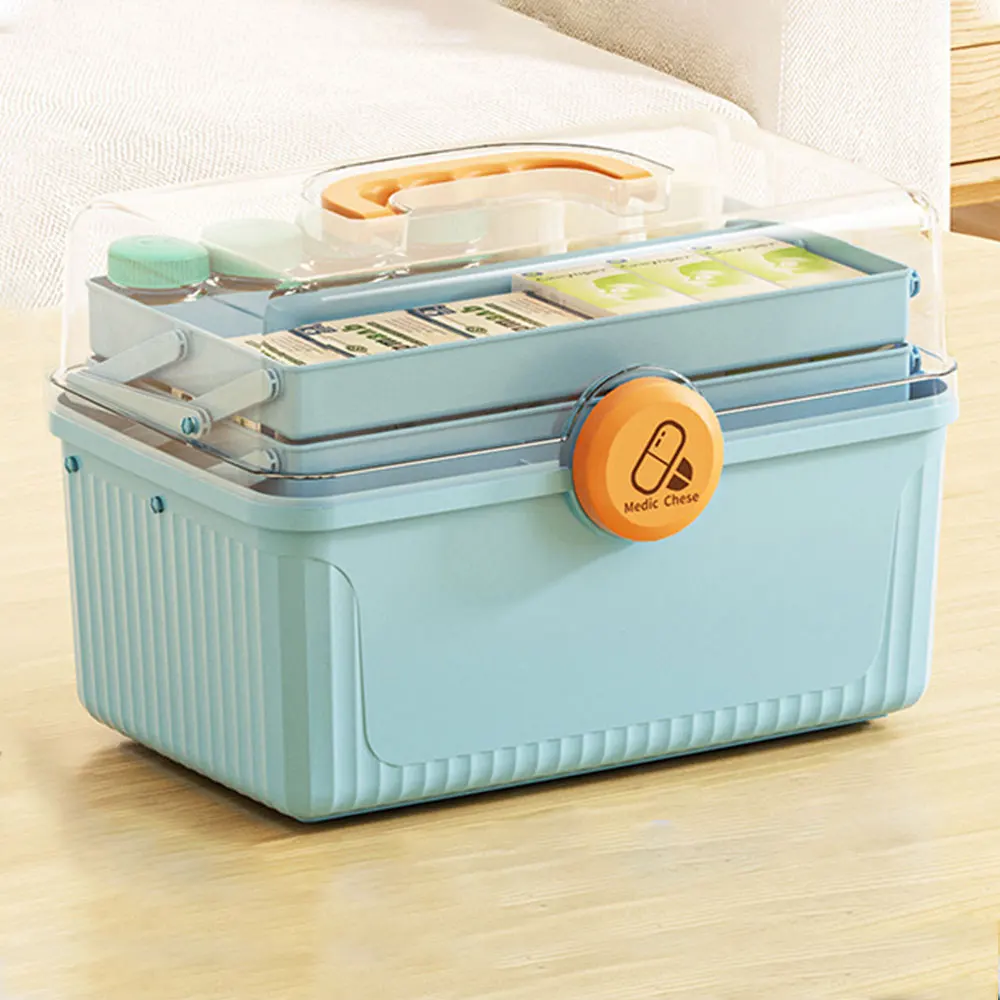 1PC Large Capacity Medicine Box For Home Medicine Storage Multi Layer Classification Home Medicine Box White Blue Yellow Pkin