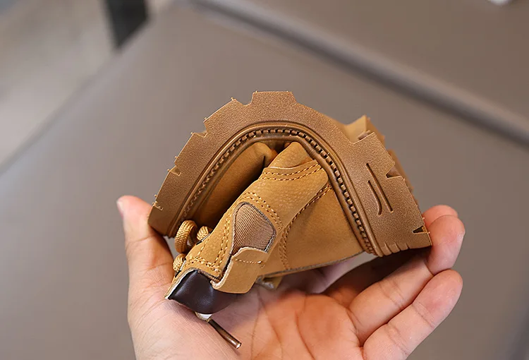 Neue Kinder-Modestiefel Winter Verstärkte Jungen- und Mädchenstiefel Rutschfeste Warme Lederstiefel mit Seitenreißverschluss Einfarbige Kinder-Freizeitschuhe – Detail 13