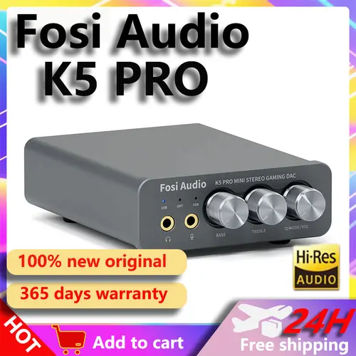 Imagen 1 del producto Fosi Audio K5 PRO Mini estéreo para juegos USB C Audio amplificador de auriculares DAC AMP con micrófono para altavoces activos alimentados por escritorio PS5