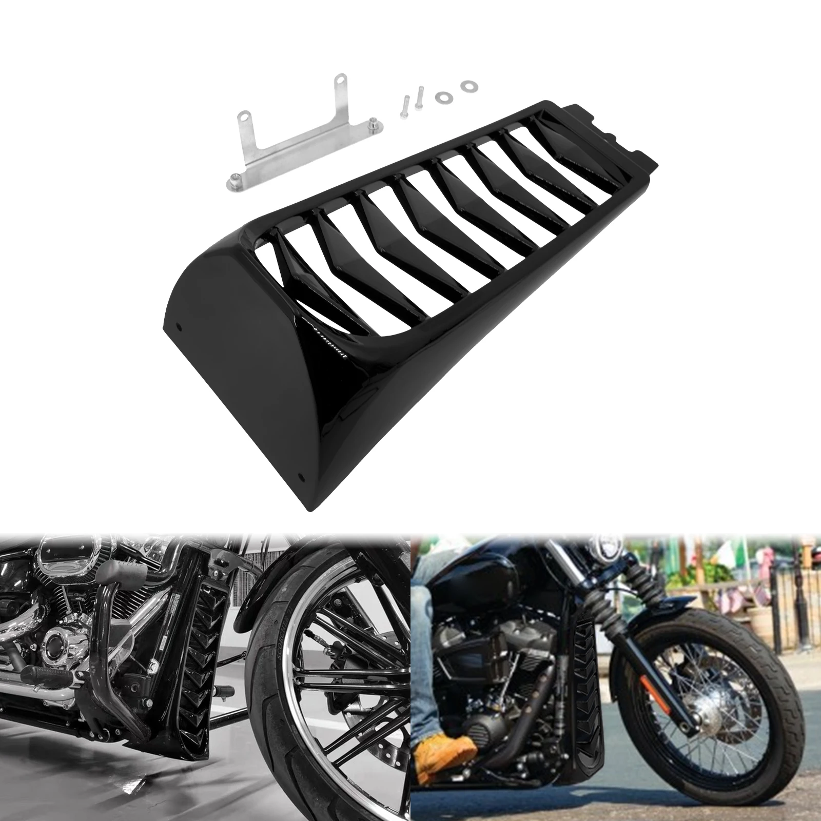 Motorrad-Frontverkleidungsspoiler, untere Kühlerabdeckung für Harley Softail Breakout FXBR Fat Boy Street Bob FLSTF 2018–2023, Schwarz