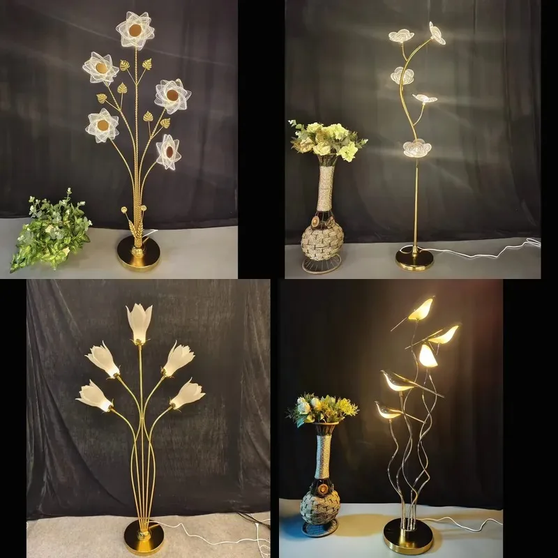 New Milky White Multi Petal Flower Luminous Street Light Wedding Welcome Area Stage Decoration