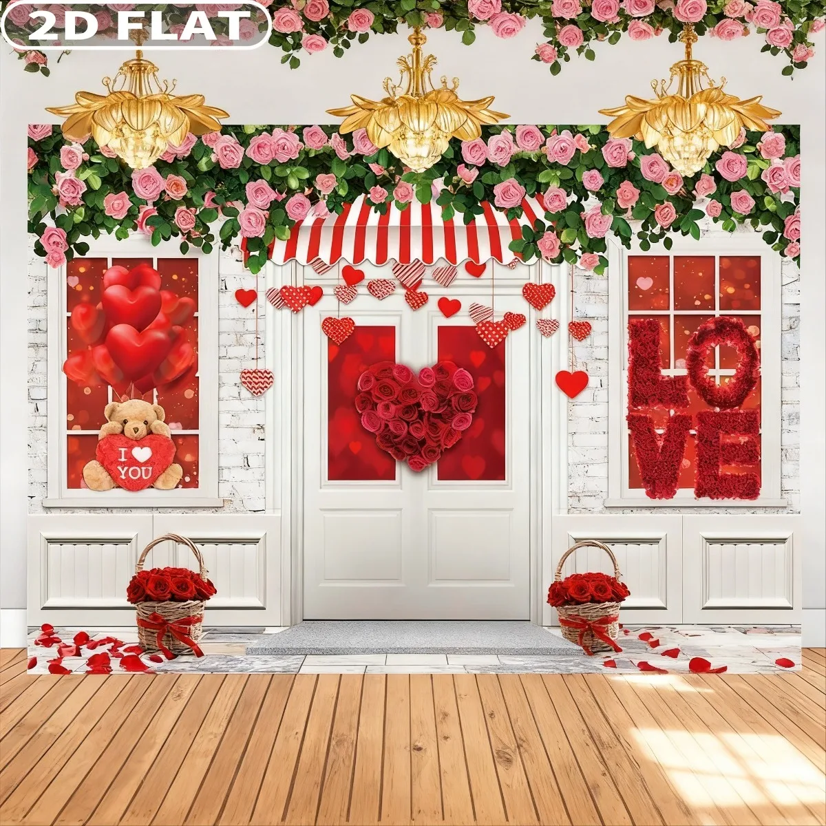 

1 шт. 7X5ft фон для фотосъемки ко Дню святого Валентина с монтажной упаковкой, полиэстер День святого Валентина фон для свадьбы