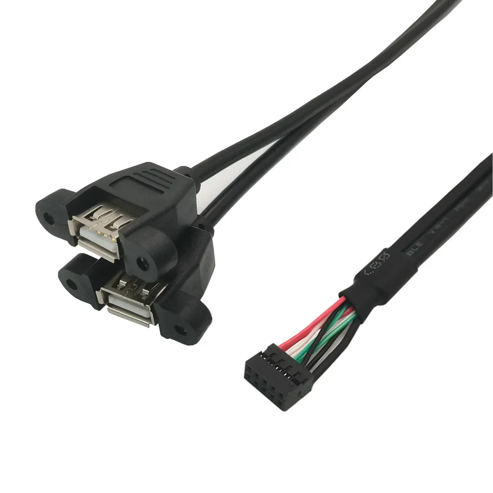 0.3m Motherboard Internal 9Pin 9P PH2.0 to Double 2 Port USB 2.0 A Female Panel Mount DATA Cable
