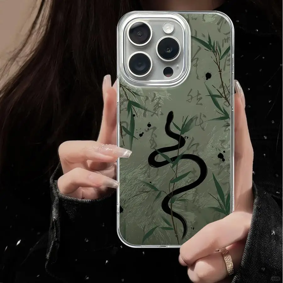 

New Chinese Snake Pattern Soft Cover Phone Case for Apple iPhone 15 Pro MAX 16 16e 12 13 Plus 11 14